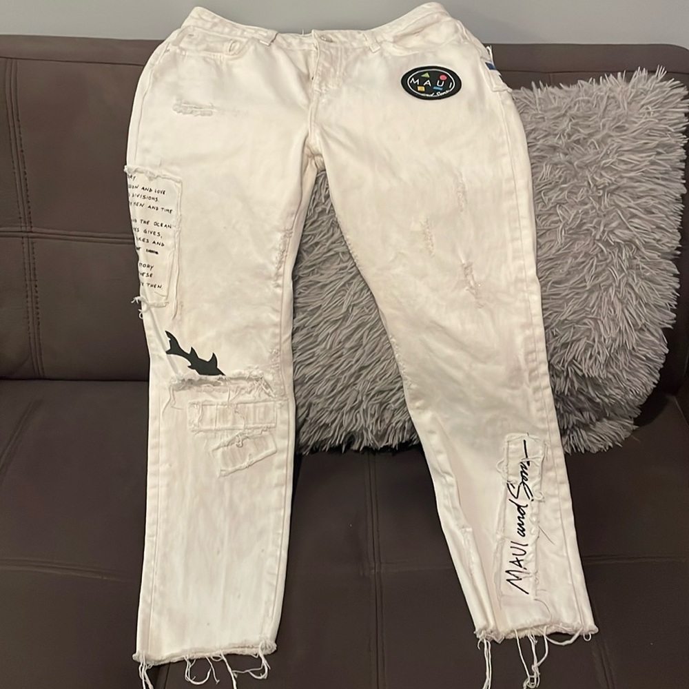 Zara Basic “Limited Edition” White Design Jeans S… - image 1